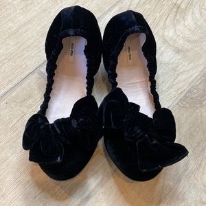 Miu Miu black velvet ballet shoes